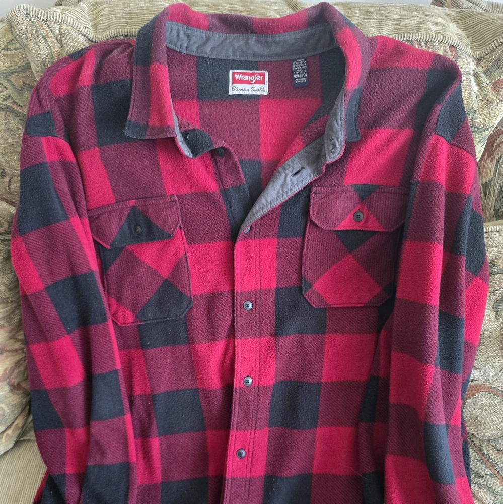 Men's Wrangler 4XL Red & Black Checked Flannel Shirt
